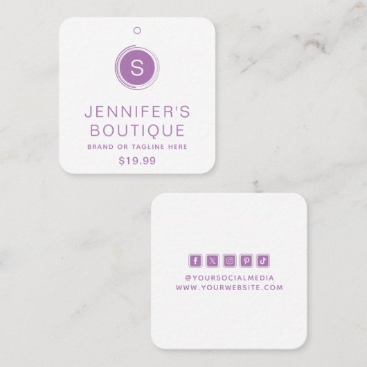 Carte D'appel Boutique Violet Blanc Taille et Prix (Devant / Derrière)