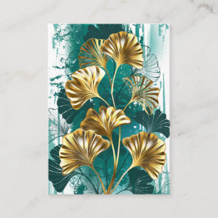 Carte D'appel Branche avec Feuilles d'or Ginko Biloba