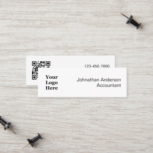 Carte D'appel Business Black and White Your Logo and QR Code (Devant/Arrière en situation)