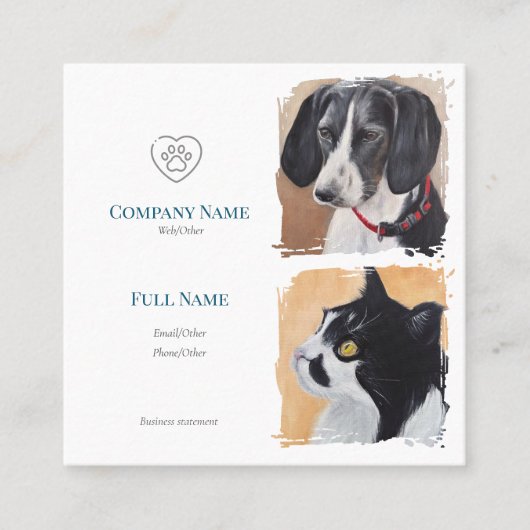 Carte D'appel Business Card with painting of pets (Devant)