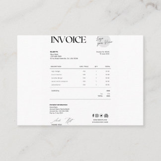 Carte D'appel Business invoice
