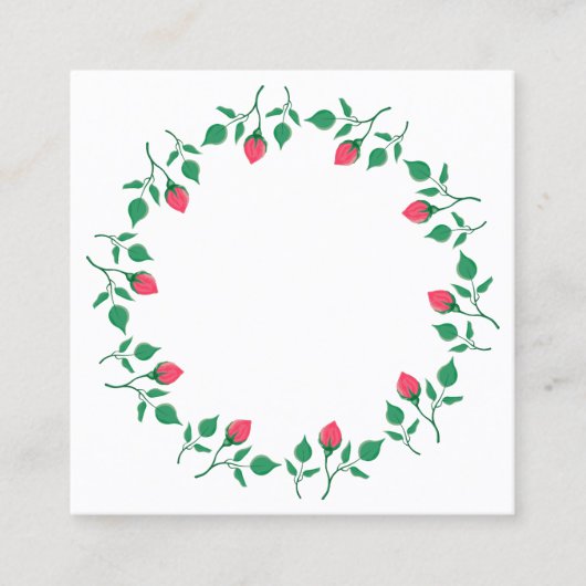 Carte D'appel Cadre rond fleuri avec fleurs roses (Devant)