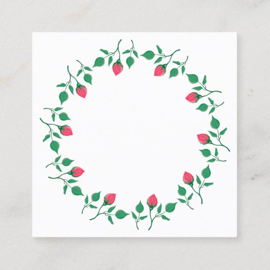 Carte D'appel Cadre rond fleuri avec fleurs roses (Dos)