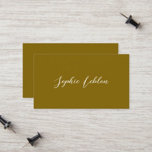 Carte D'appel Calligraphie Féminine Nom jaune-brun (Devant/Arrière en situation)
