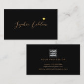 Carte D'appel Calligraphie Nom de la police Noir romantique (Devant / Derrière)