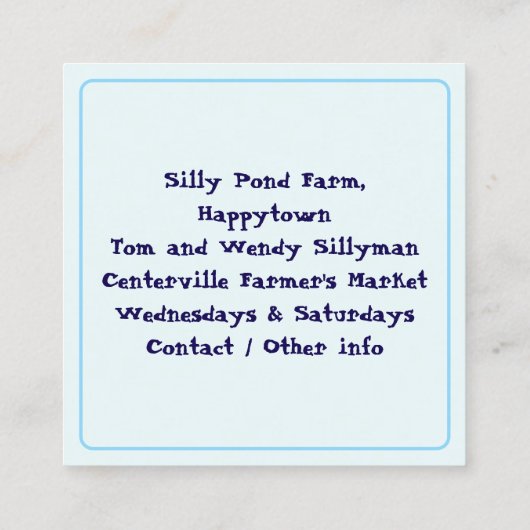 Carte D'appel Canards Oeufs Frais Ferme Carré à thème (Dos)