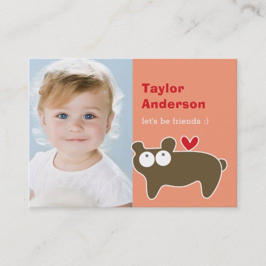 Carte D'appel Caricature mignonne Brown Ours Photo Jeu de l'enfa (Devant)