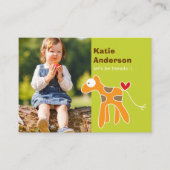 Carte D'appel Caricature mignonne Giraffe Orange Photo Jouer Dat (Devant)
