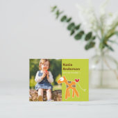 Carte D'appel Caricature mignonne Giraffe Orange Photo Jouer Dat (Debout devant)