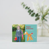 Carte D'appel Caricature mignonne Giraffe Orange Photo Jouer Dat (Debout devant)
