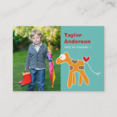 Carte D'appel Caricature mignonne Giraffe Orange Photo Jouer Dat (Devant)