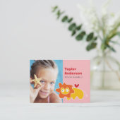 Carte D'appel Caricature mignonne Lion Jaune Photo Jeu de l'enfa (Debout devant)