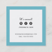 CARTE D'APPEL carré preppy moderne bleu turquoise (Dos)