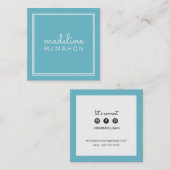 CARTE D'APPEL carré preppy moderne bleu turquoise (Devant / Derrière)