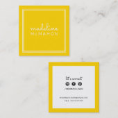 CARTE D'APPEL carré preppy moderne jaune clair (Devant / Derrière)