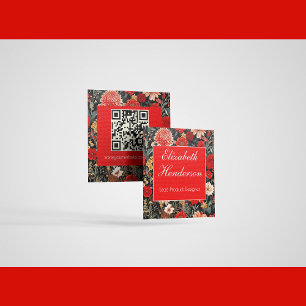 Carte d'appel Carré rouge et crème foncé