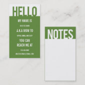 Carte d'appel/carte d'appel Décontractée Hello Mam (Devant / Derrière)