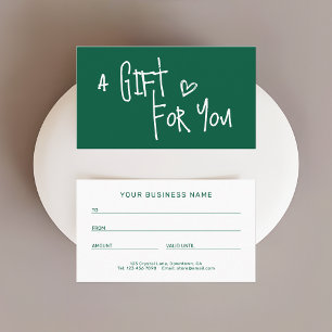 Carte D'appel Cartes-cadeaux promotionnelles vert foncé moderne