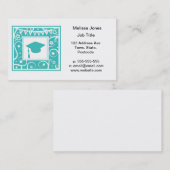 Carte D'appel Casquette turquoise de panneau de mortier de (Devant / Derrière)