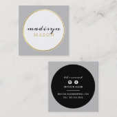 CARTE D'APPEL cercle bordure or noir gris pâle (Devant / Derrière)