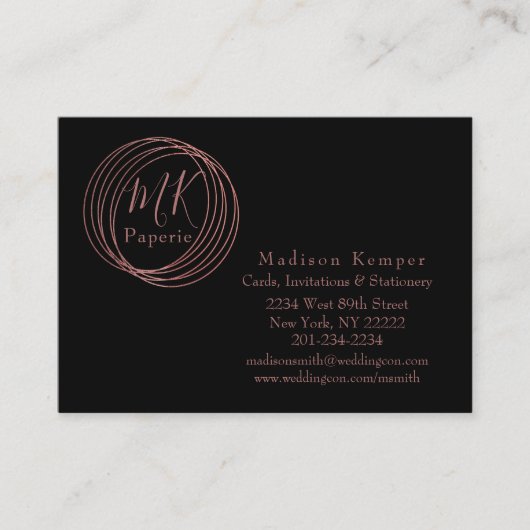 Carte D'appel Cercles or Rose Abstrait simples et élégants (Devant)