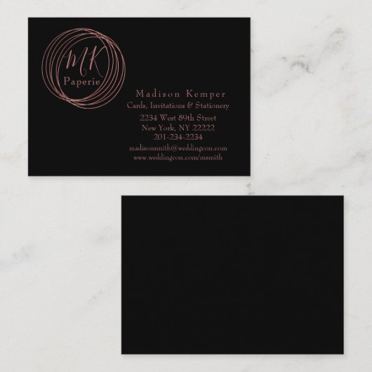 Carte D'appel Cercles or Rose Abstrait simples et élégants (Devant / Derrière)