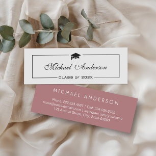 Carte D'appel Chic Dusty Rose et White Graduation Contact