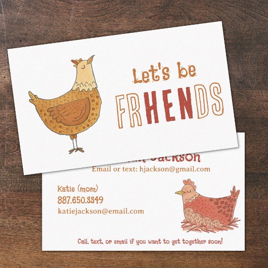 Carte D'appel Chicken Friends Pun Kids Calling Card
