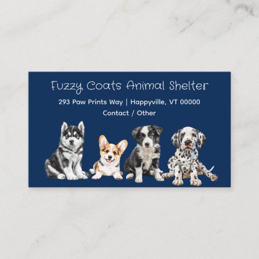 Carte D'appel Chiens d'une ligne à thème animal (Devant)