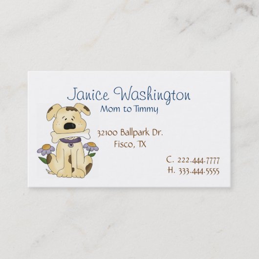Carte D'appel Chiot avec Bone Custom Maman Card (Devant)