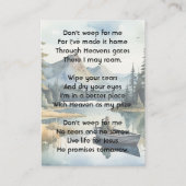 Carte D'appel Christian Memorial Keepsake Fishing Lake in Boat (Dos)