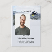 Carte D'appel Christian Memorial Keepsake Snowboarding Winter (Devant)