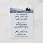 Carte D'appel Christian Memorial Keepsake Snowboarding Winter (Dos)