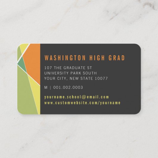 Carte D'appel Citrus Stylish Geometry Lines Mod Photo Graduate (Dos)