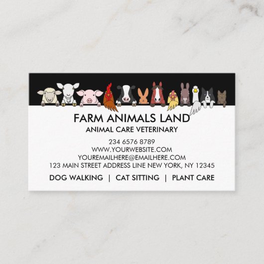 Carte D'appel Clinique pour Animaux Mixtes (Devant)
