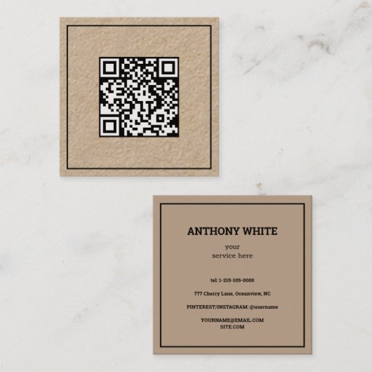 Carte D'appel Code d'analyse simple QR (Devant / Derrière)