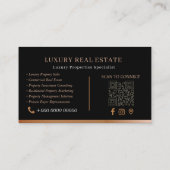 Carte D'appel Code QR Agent Immobilier Luxe Noir Or (Dos)