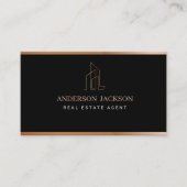 Carte D'appel Code QR Agent Immobilier Luxe Noir Or (Devant)