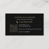Carte D'appel Code QR Agent Immobilier Luxe Noir Or (Dos)