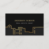 Carte D'appel Code QR Agent Immobilier Luxe Noir Or (Devant)