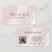 Carte D'appel Code QR Boho Rose Pâle Abstrait Féminin Beauté (Devant / Derrière)