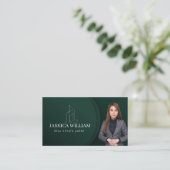 Carte D'appel Code QR de Conseiller Financier Photo Vert (Debout devant)
