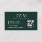 Carte D'appel Code QR de Conseiller Financier Photo Vert (Dos)