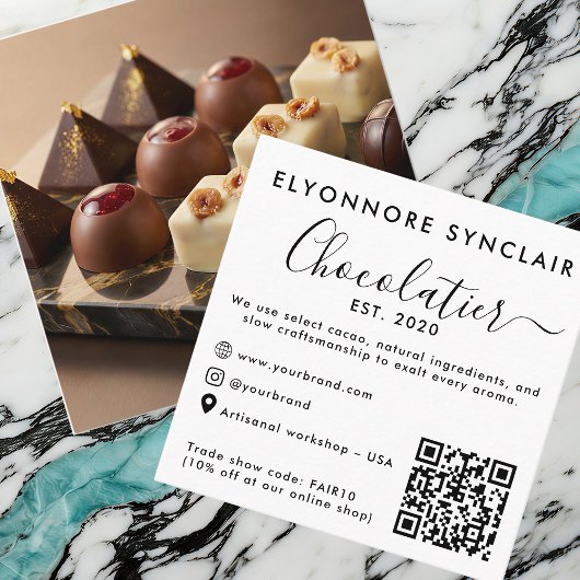 Carte D'appel Code QR de photo de marque de chocolatier de scrip
