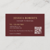 Carte D'appel Code QR du Salon d'Extension de Cils Bourgogne Or (Dos)