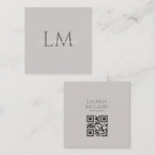 Carte D'appel Code QR Gris Taupe Moderne Carré Marque Entreprise (Devant / Derrière)