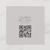 Carte D'appel Code QR Gris Taupe Moderne Carré Marque Entreprise (Dos)