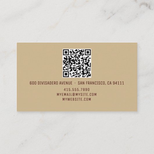 Carte D'appel Code QR Light Nom Brown Professionnel Logo (Dos)