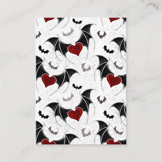 Carte D'appel Coeur d'Halloween avec ailes de chauve-souris noir (Devant)