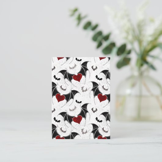 Carte D'appel Coeur d'Halloween avec ailes de chauve-souris noir (Debout devant)